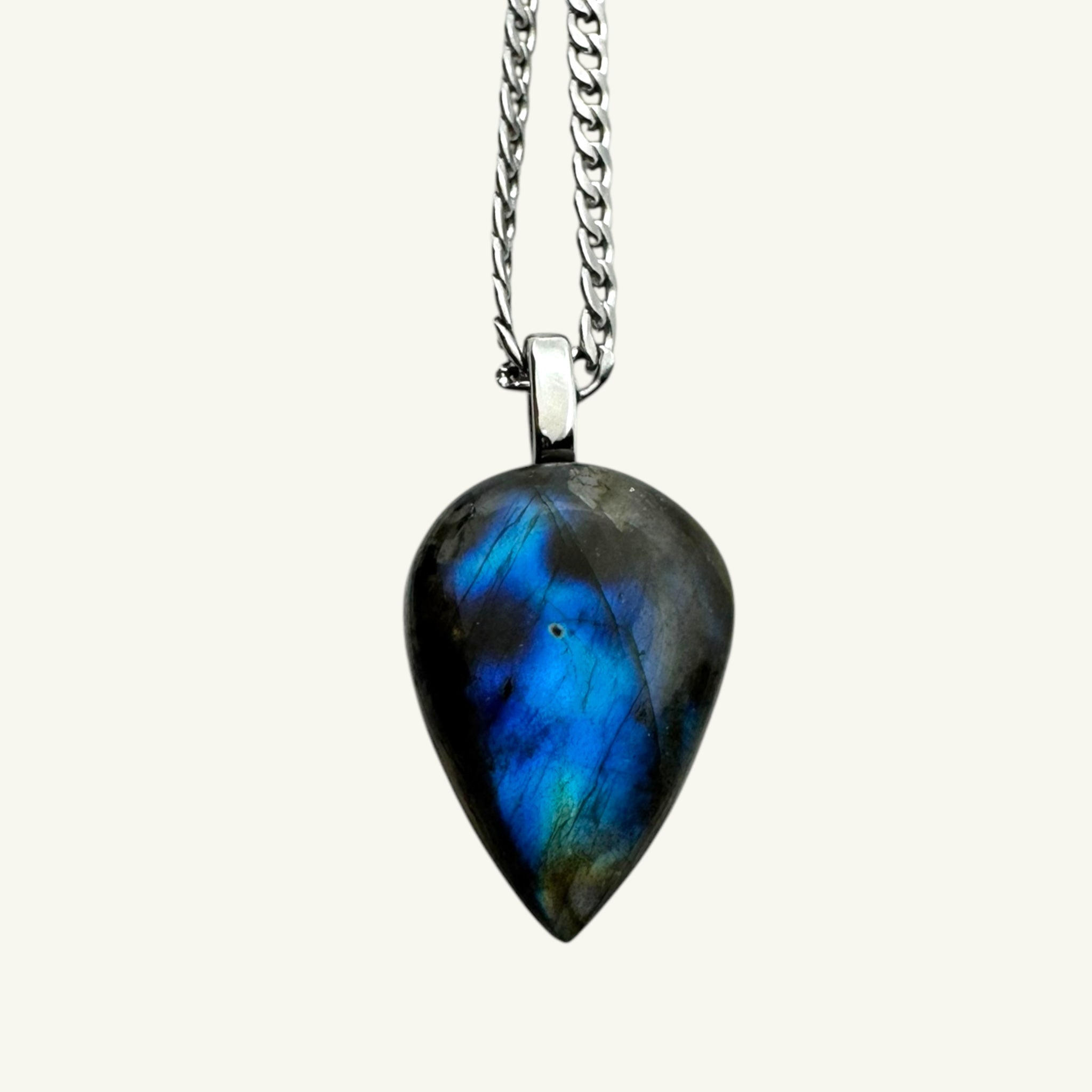 Collana labradorite goccia 28x20mm Sharifa Crystals